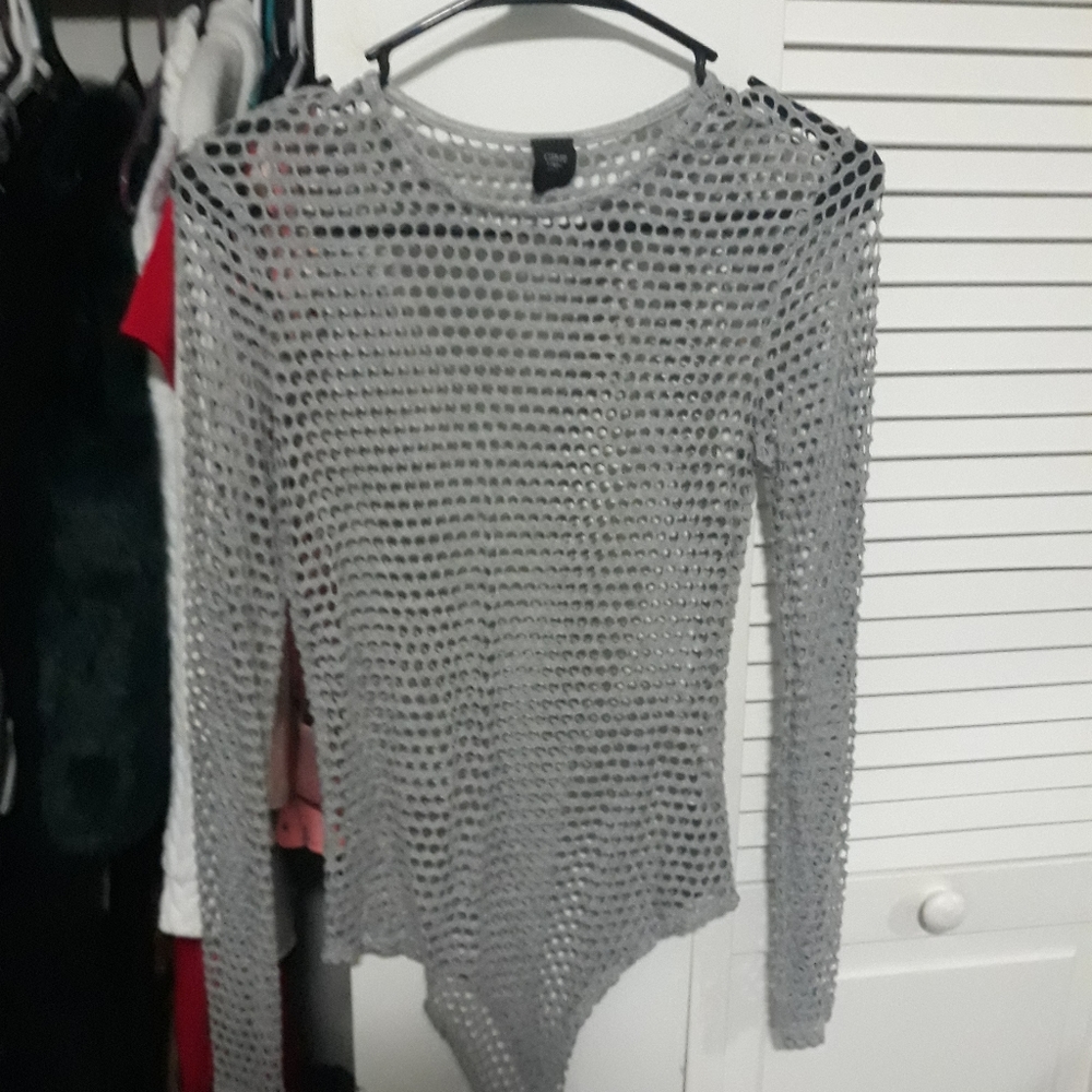 Gibiu net long sleeve top gray